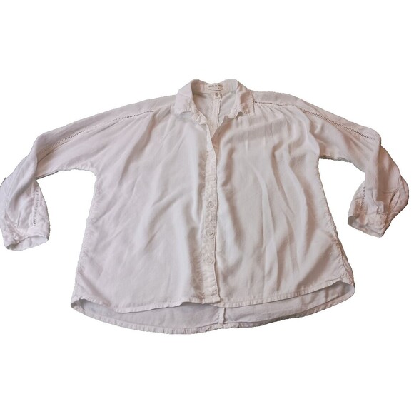 Cloth & Stone Anthropologie Womens White Button Down Shirt Size XS 100% Tencel - Picture 1 of 10